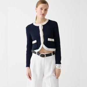 J.Crew Cropped sweater lady jacket with contrast trim